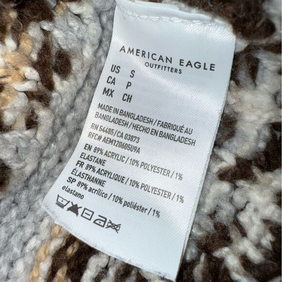 American Eagle Oversized Semi Crop Black and White Acrylic Patterned Cardigan #7 - Picture 4 of 5